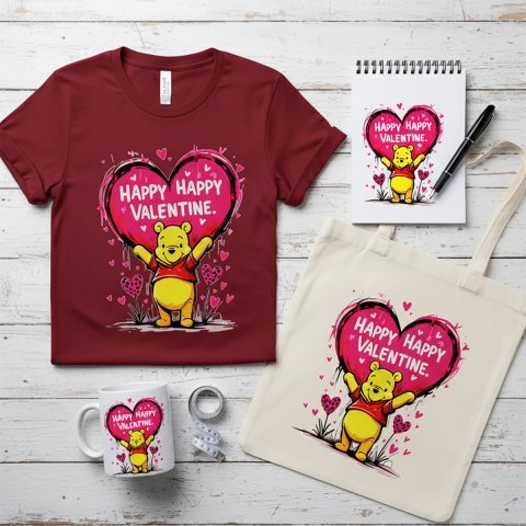 Winnie the Pooh Sevgililer Günü Dijital Tasarım PNG - Sublimasyon Baskı Dosyası
