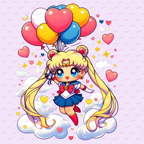 Chibi Sailor Moon Sublimasyon Tasarımı – PNG Dijital Baskı Dosyası