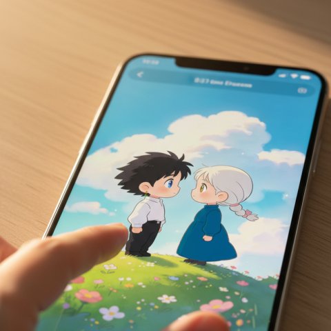 Howl ve Sophie Anime Chibi Tasarım - Sublimasyon İçin Şeffaf JPEG Dosyası