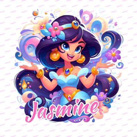 Prenses Jasmine Dijital Tasarım - Sublimasyon İçin Şeffaf PNG Dosyası