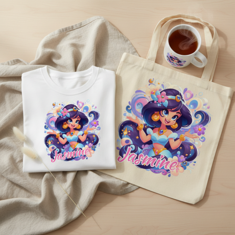 Prenses Jasmine Dijital Tasarım - Sublimasyon İçin Şeffaf PNG Dosyası