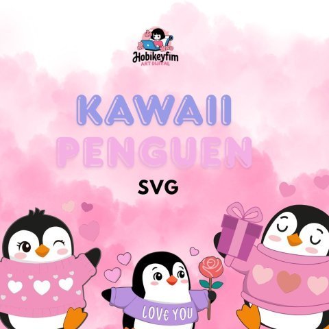 Cute Penguin Love Illustration | Sevimli Penguen Aşk Tasarımı